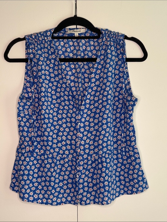 Madewell Tops - Madewell Blue Daisy-Print Sleeveless V-Neck Camisole
